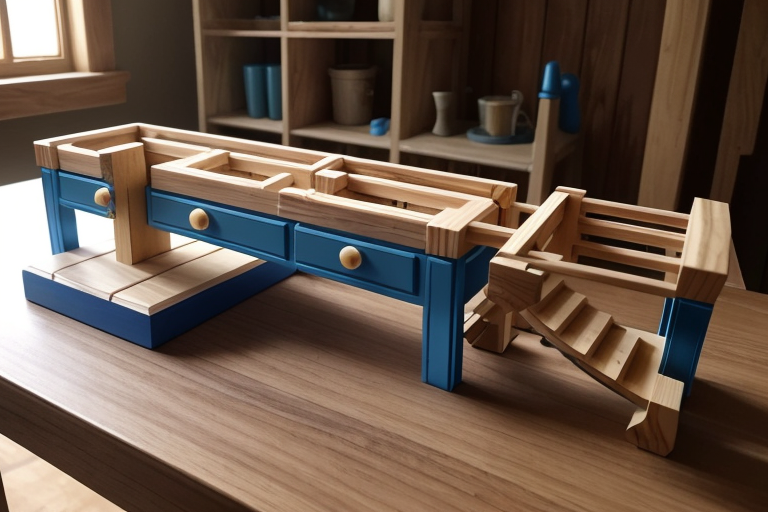 AI image of a marble run that resembles tiny wooden furniture