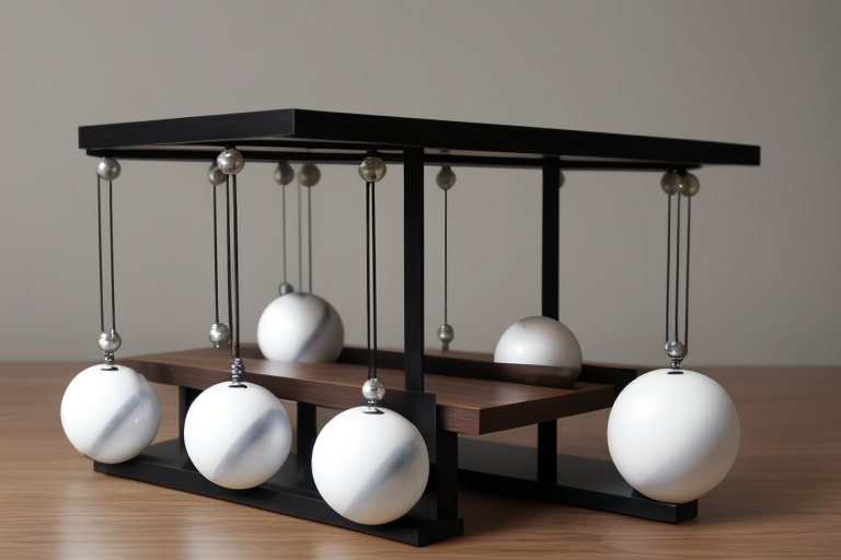 AI image of a Newton's cradle that resembles a chandelier