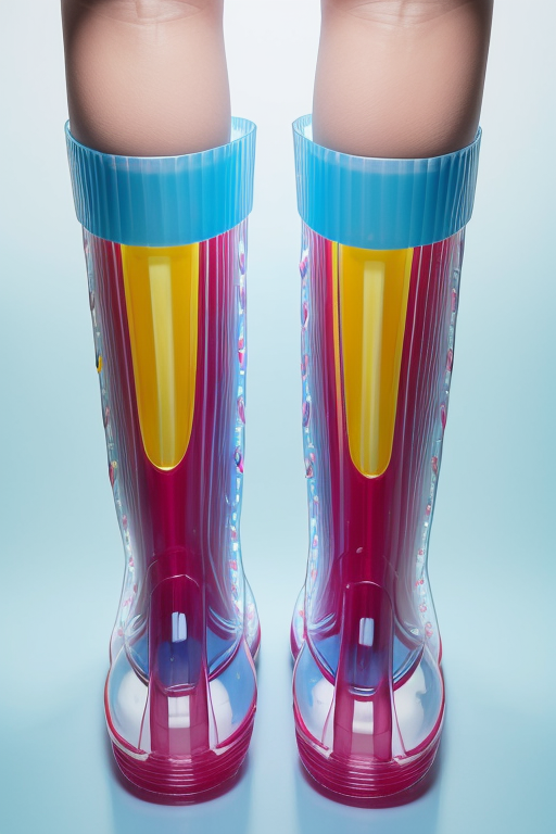 AI image of transparent rain boots that resemble futuristic shin guards